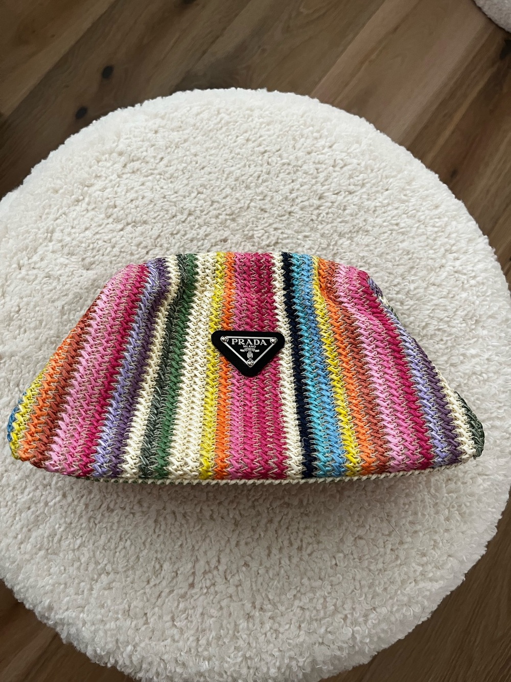 Prada Designer Multicolor Striped Pouch